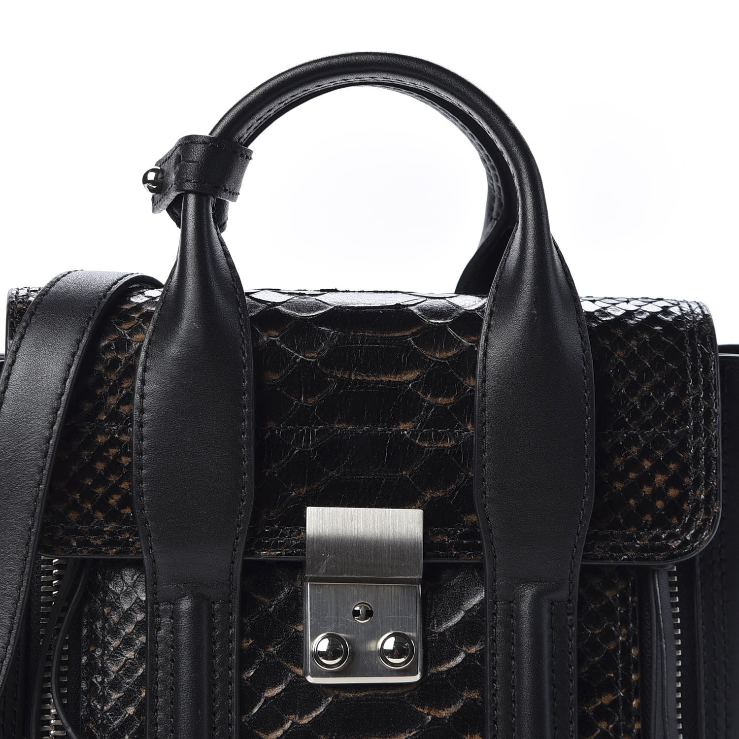 3.1 Phillip Lim 3.1 Python Calfskin Embossed Mini Pashli Satchel Black Nude 9 of 9