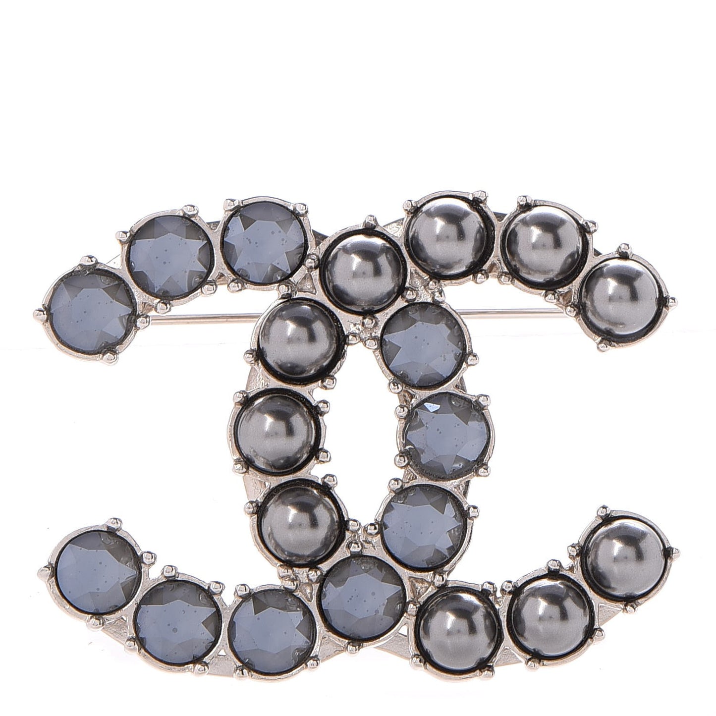 Ruthenium Pearl Crystal CC Brooch Dark Gray