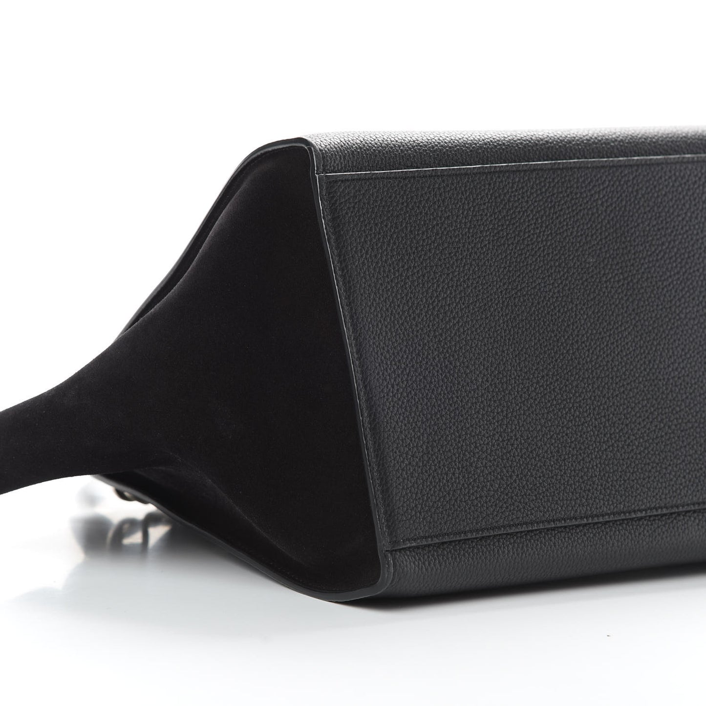 Drummed Calfskin Suede Medium Trapeze Black