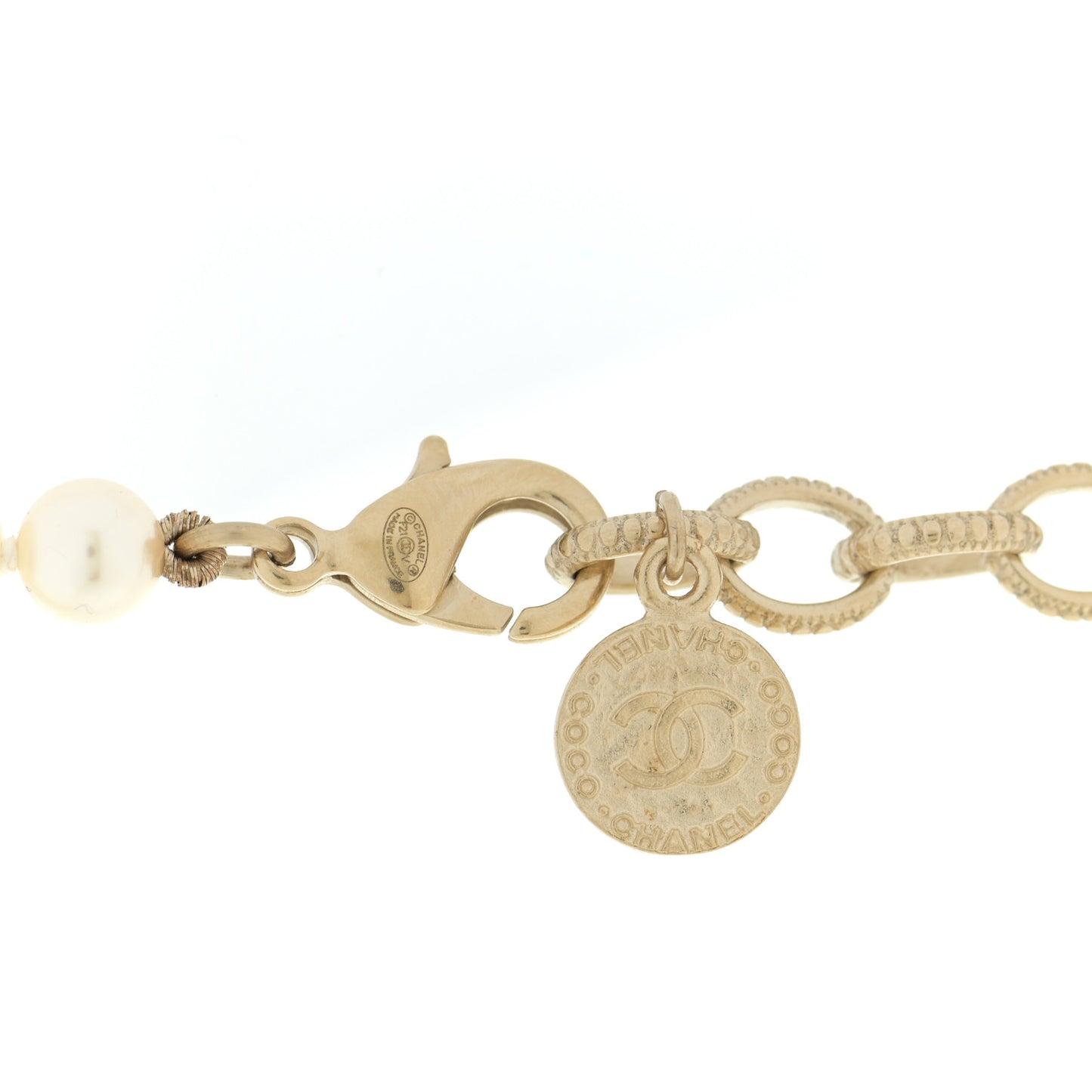Pearl CC 100th Anniversary Necklace Light Gold