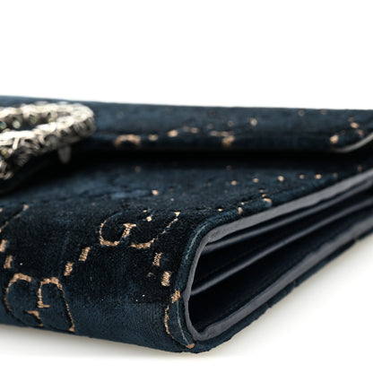 Gucci Velvet Crystal GG Monogram Mini Dionysus Chain Wallet Blue Beige Black 10 of 10