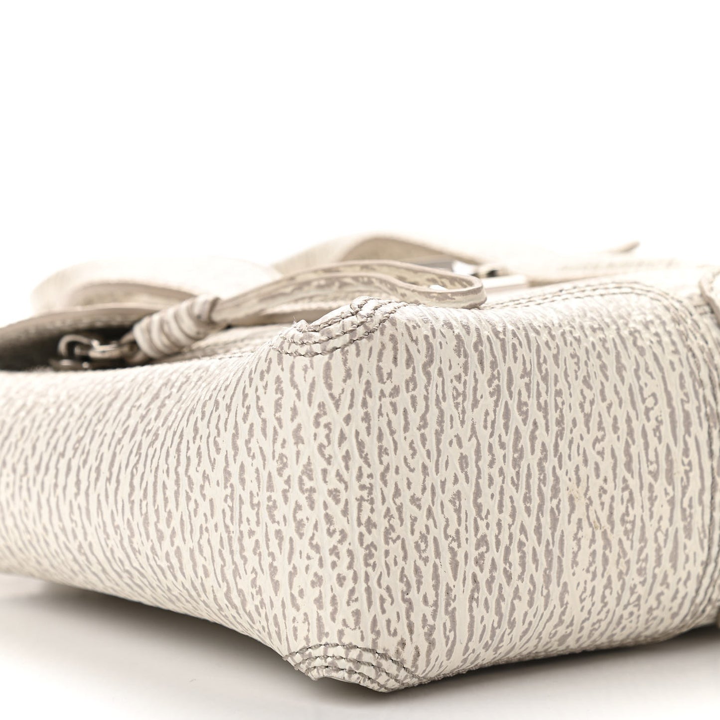 Shark Embossed Textured Calfskin Mini Pashli Satchel Ivory Dove