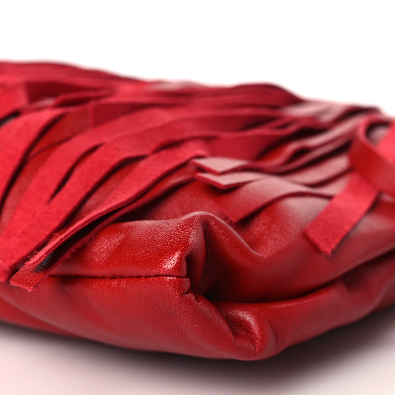 Prada City Calfskin Fringe Clutch Rosso 8 of 8