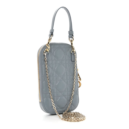 Christian Dior Lambskin Cannage Lady Dior Phone Holder Cloud Blue 3 of 9