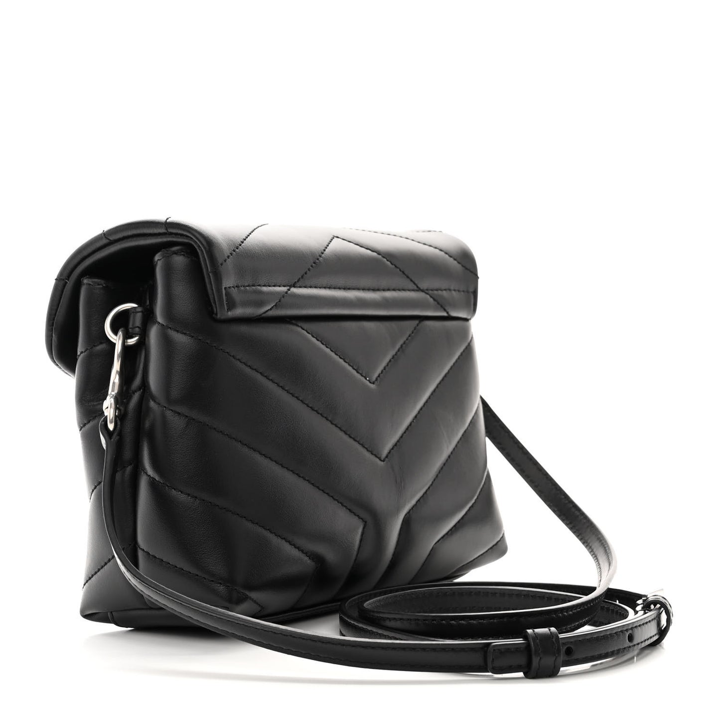 Calfskin Y Quilted Monogram Toy Loulou Crossbody Bag Black