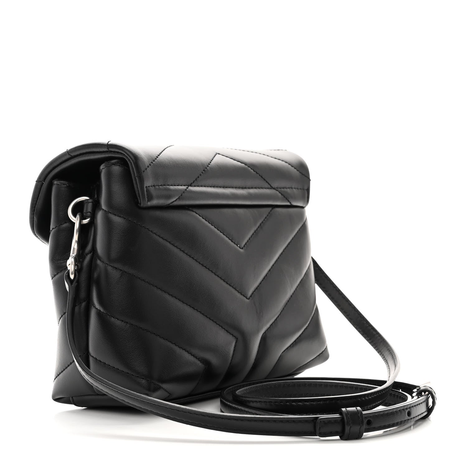 Saint Laurent Calfskin Y Quilted Monogram Toy Loulou Crossbody Bag Black 3 of 11