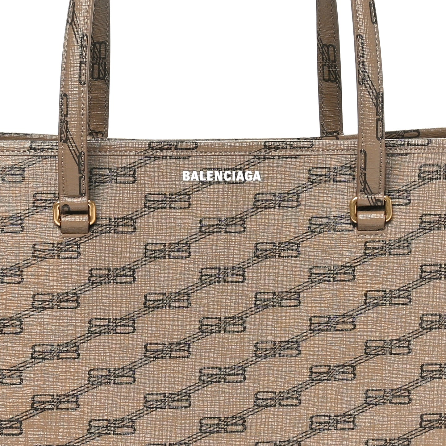Coated Canvas BB Monogram Large Signature East West Shopper Bag Beige Brown