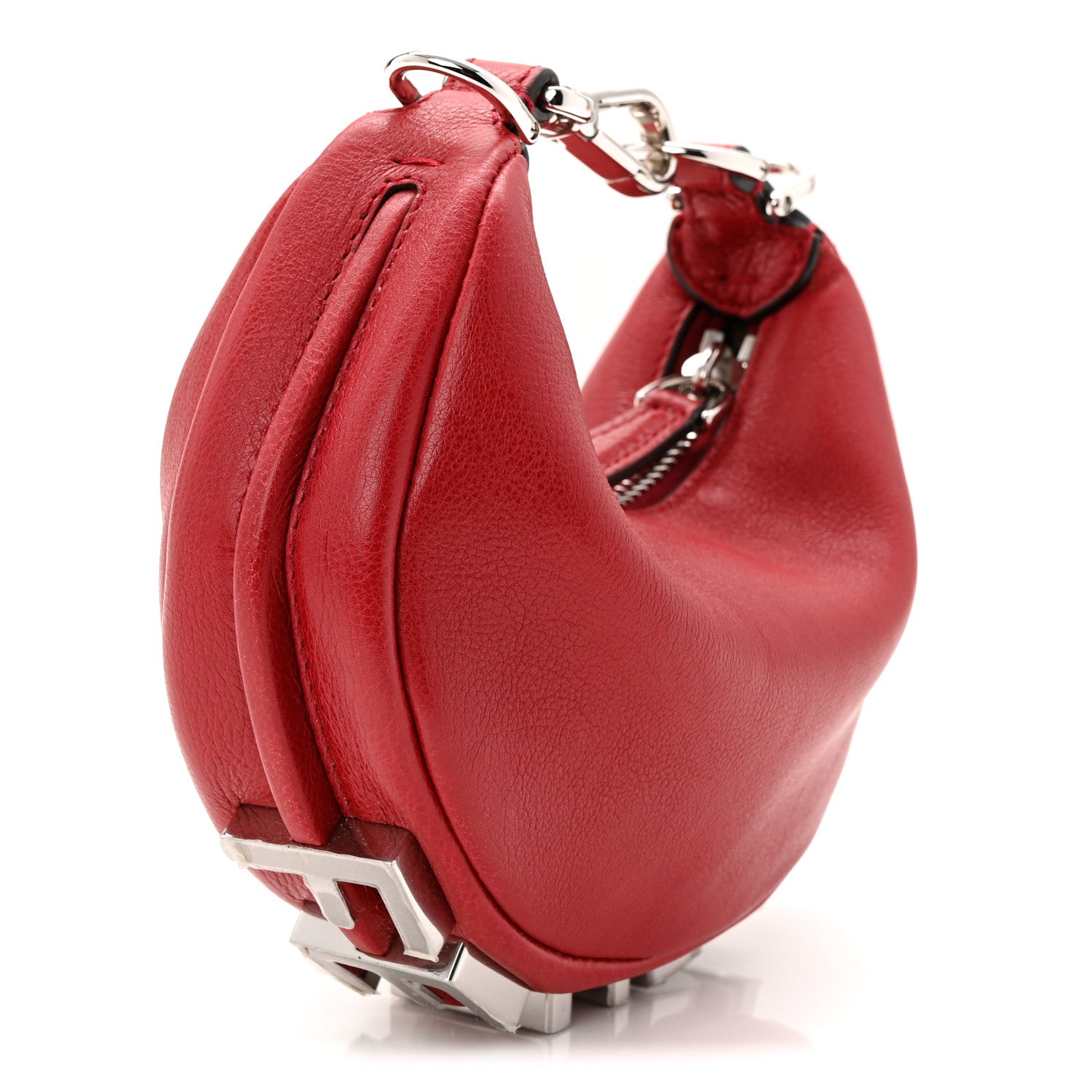 Fendi Vitello Grace New Matte Nano Fendigraphy Hobo Charm Scarlet