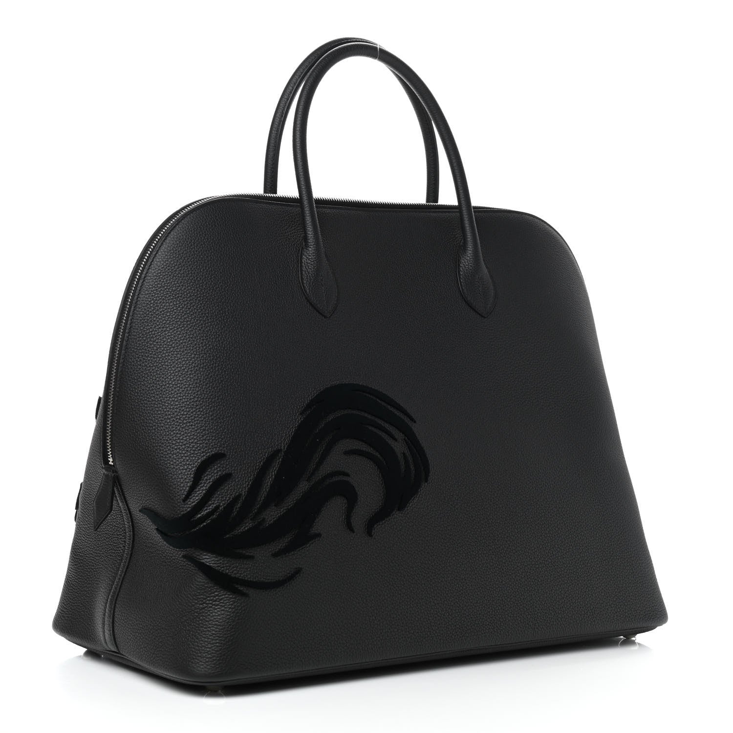 Hermes Togo Tufting Chimeres Dragon 1923 Bolide 45 Black Bleu Lin 2 of 8
