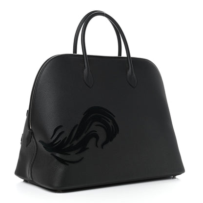 Hermes Togo Tufting Chimeres Dragon 1923 Bolide 45 Black Bleu Lin 2 of 8