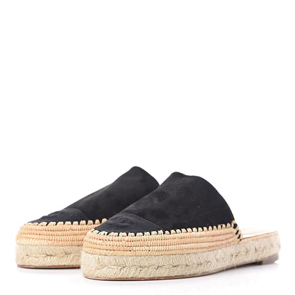 Chanel Suede Grosgrain CC Espadrille Mules 42 Black 3 of 12