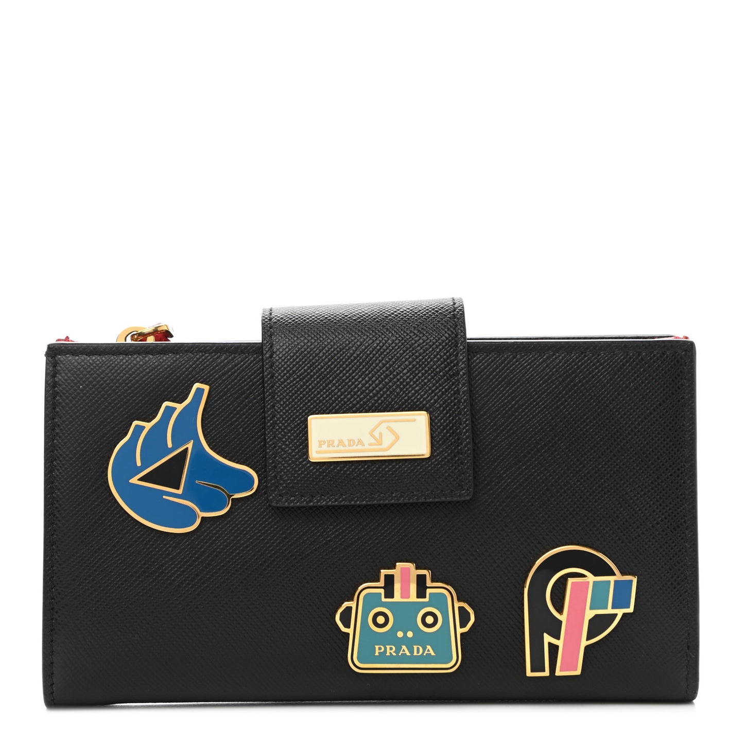 Saffiano Smalto Robot Small Wallet Black Fuocco