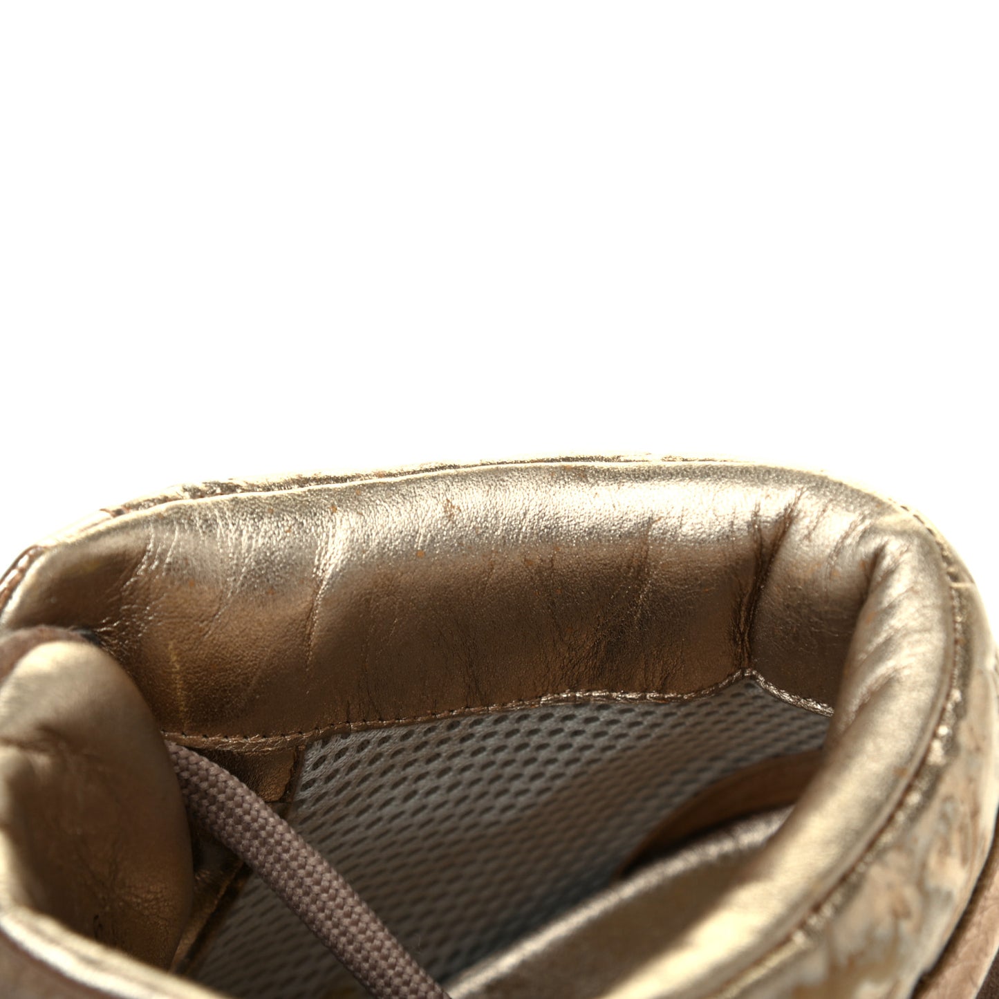 Calfskin Embossed Monogram High Top Sneakers 36 Gold