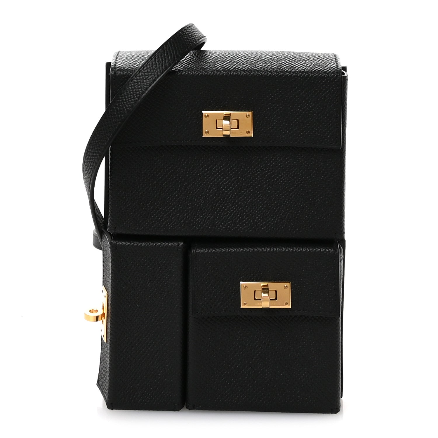 Hermes Epsom Kelly Multi Pocket Pochette To Go Black 1 of 11