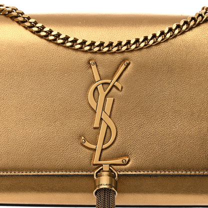 Saint Laurent Metallic Calfskin Small Classic Monogram Kate Tassel Satchel Gold 8 of 18
