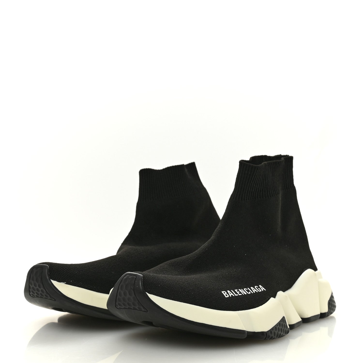 Balenciaga Neoprene Knit Womens Speed Sneakers 37 Black White 4 of 11