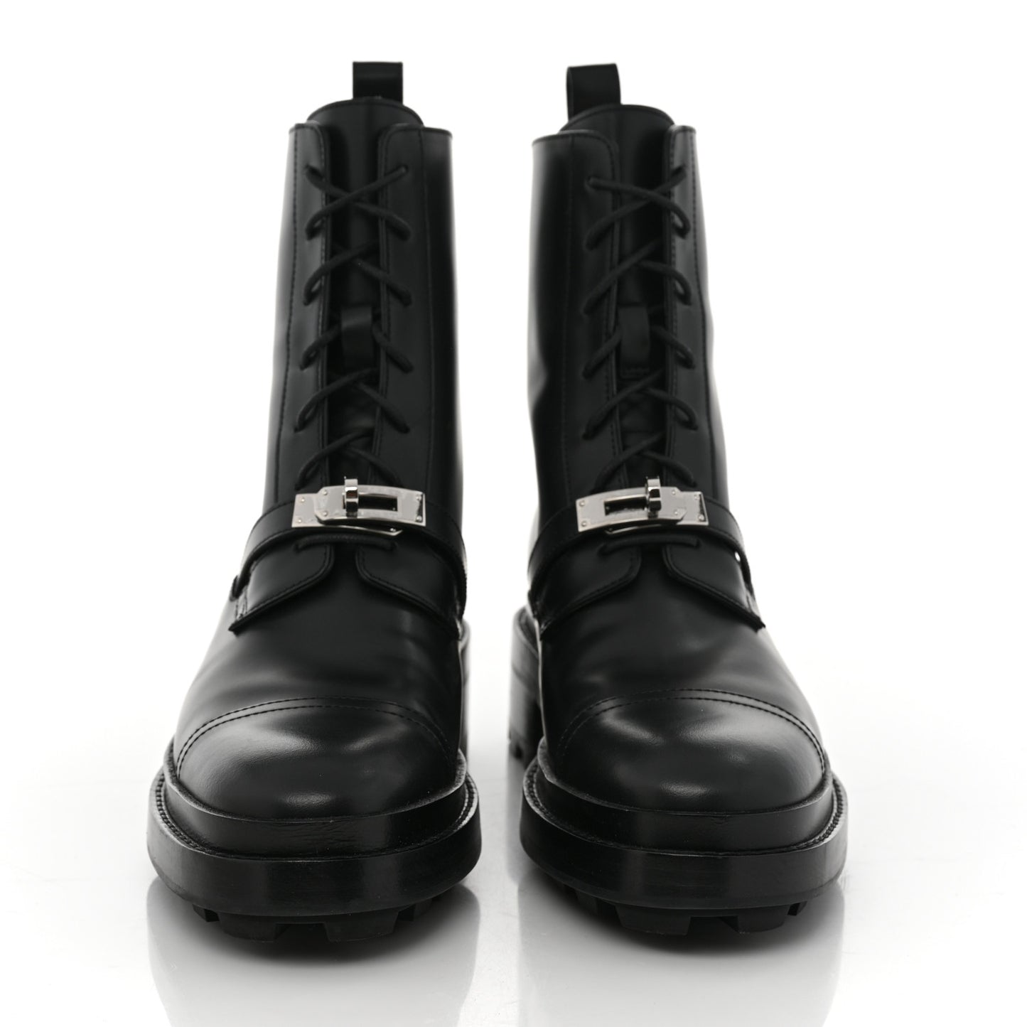 Glossed Calfskin Funk Ankle Boots 40 Black