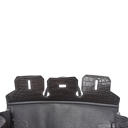 Hermes Matte Niloticus Crocodile Birkin 25 Graphite 17 of 33
