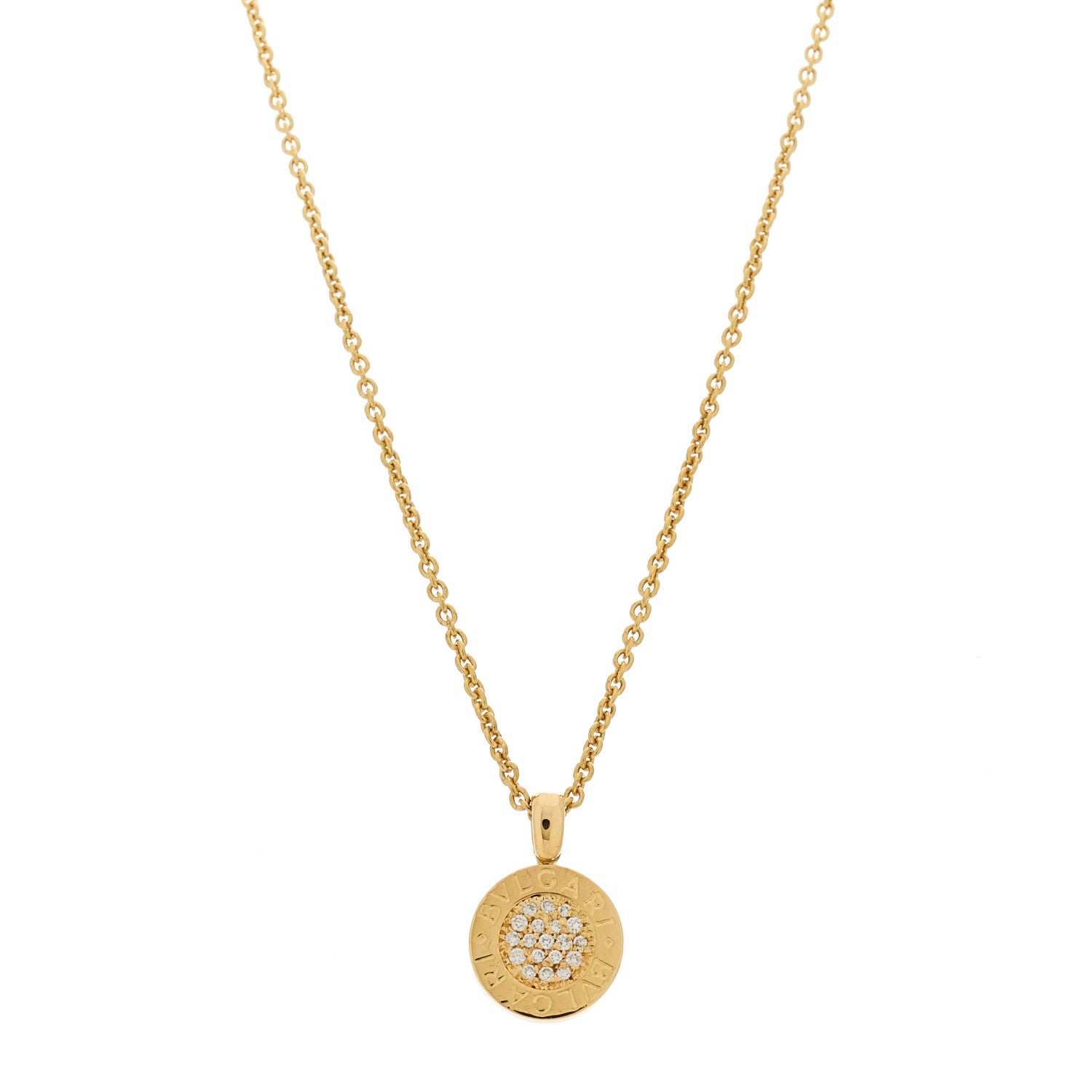 Bulgari 18K Yellow Gold Diamond BVLGARI BVLGARI Pave Pendant Necklace 1 of 5
