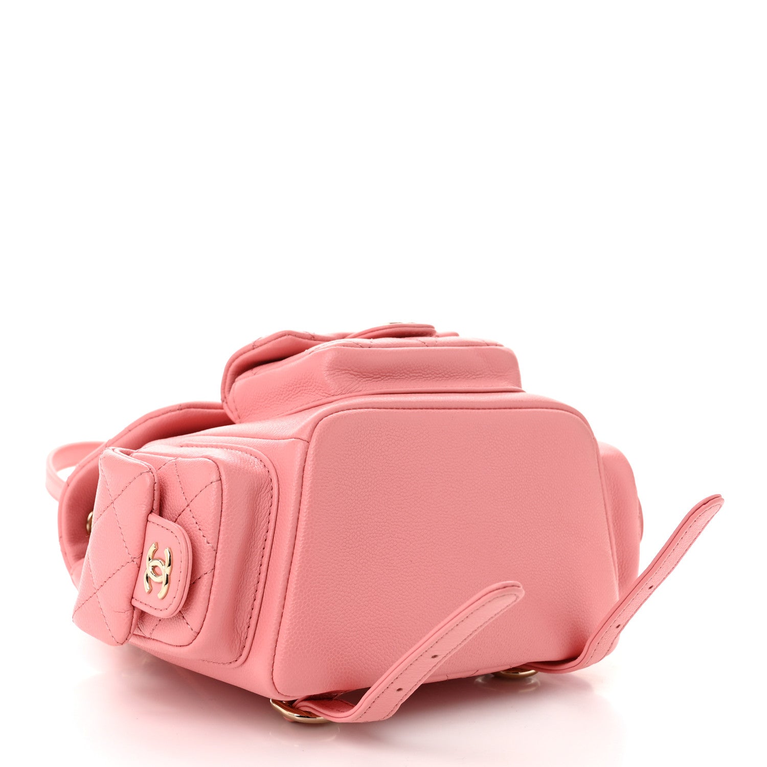 Chanel Shiny Caviar Quilted Small Pockets Drawstring Backpack Pink 4 of 10