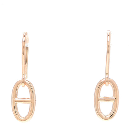 Hermes 18K Rose Gold Ronde Chaine d'Ancre Drop Earrings 1 of 4