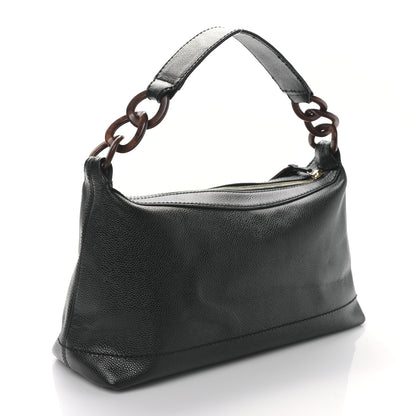 Chanel Caviar CC Wood Chain Hobo Black 3 of 9