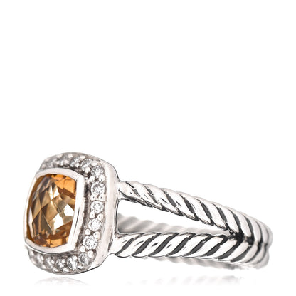 David Yurman Sterling Silver Diamond Citrine 7mm Petite Albion Ring 54 7 3 of 5