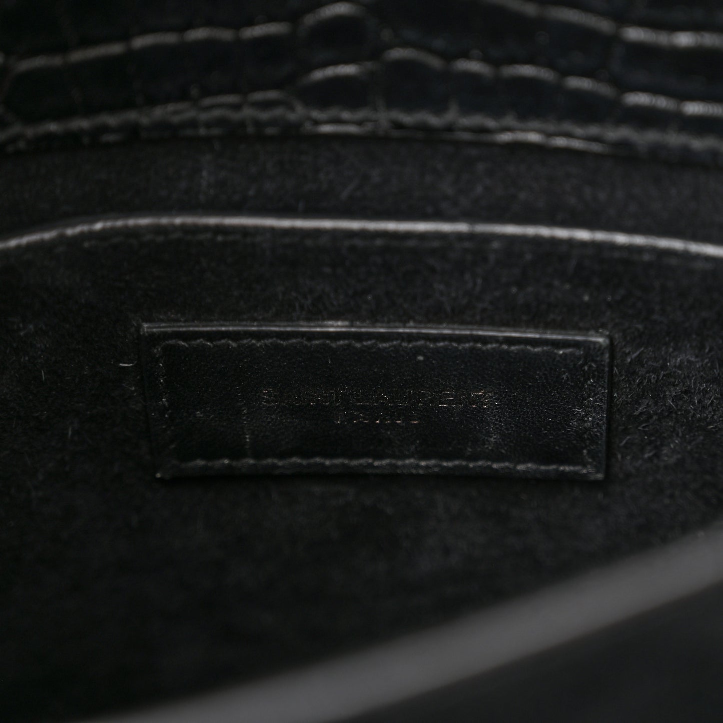 Calfskin Crocodile Embossed Medium Monochrome Monogram Sunset Black