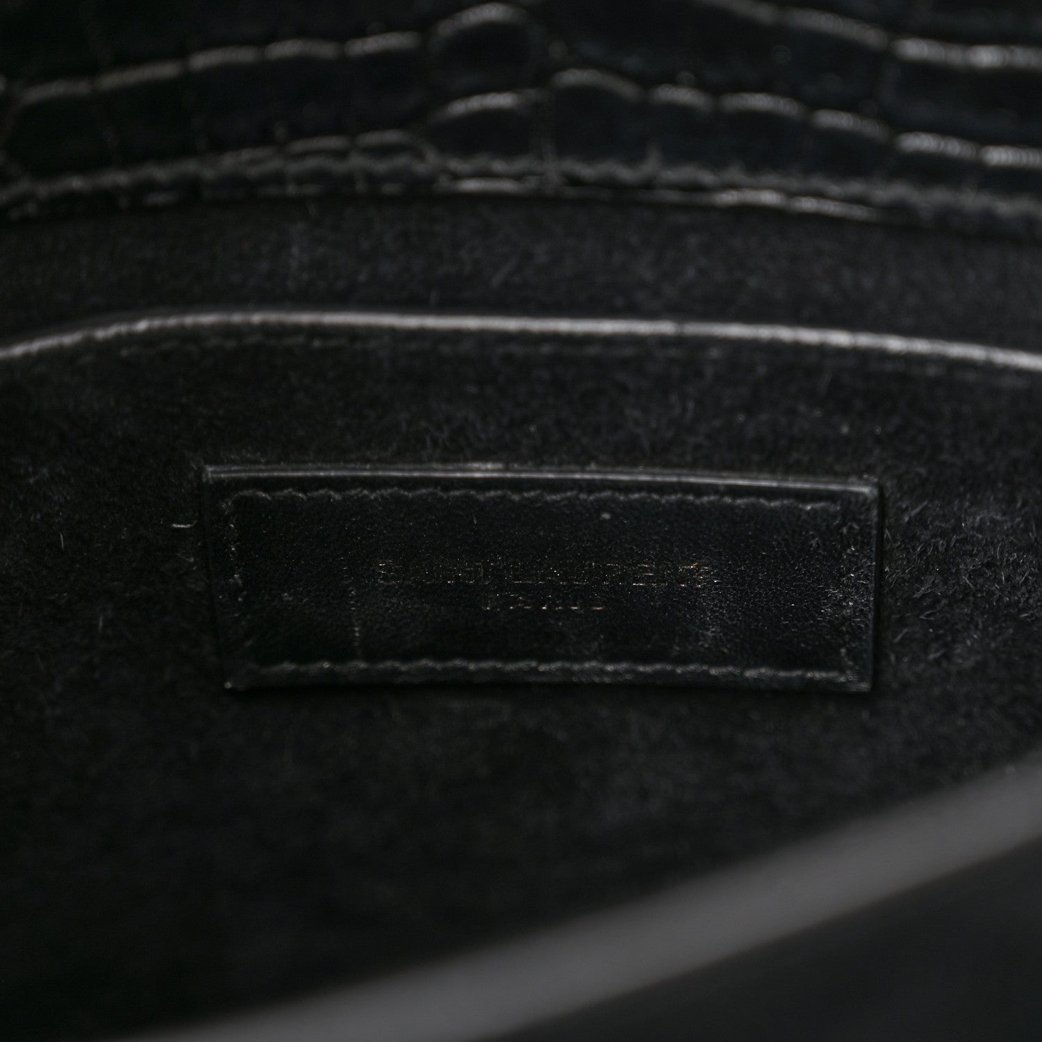 Saint Laurent Calfskin Crocodile Embossed Medium Monochrome Monogram Sunset Black 6 of 13