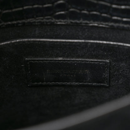 Saint Laurent Calfskin Crocodile Embossed Medium Monochrome Monogram Sunset Black 6 of 13