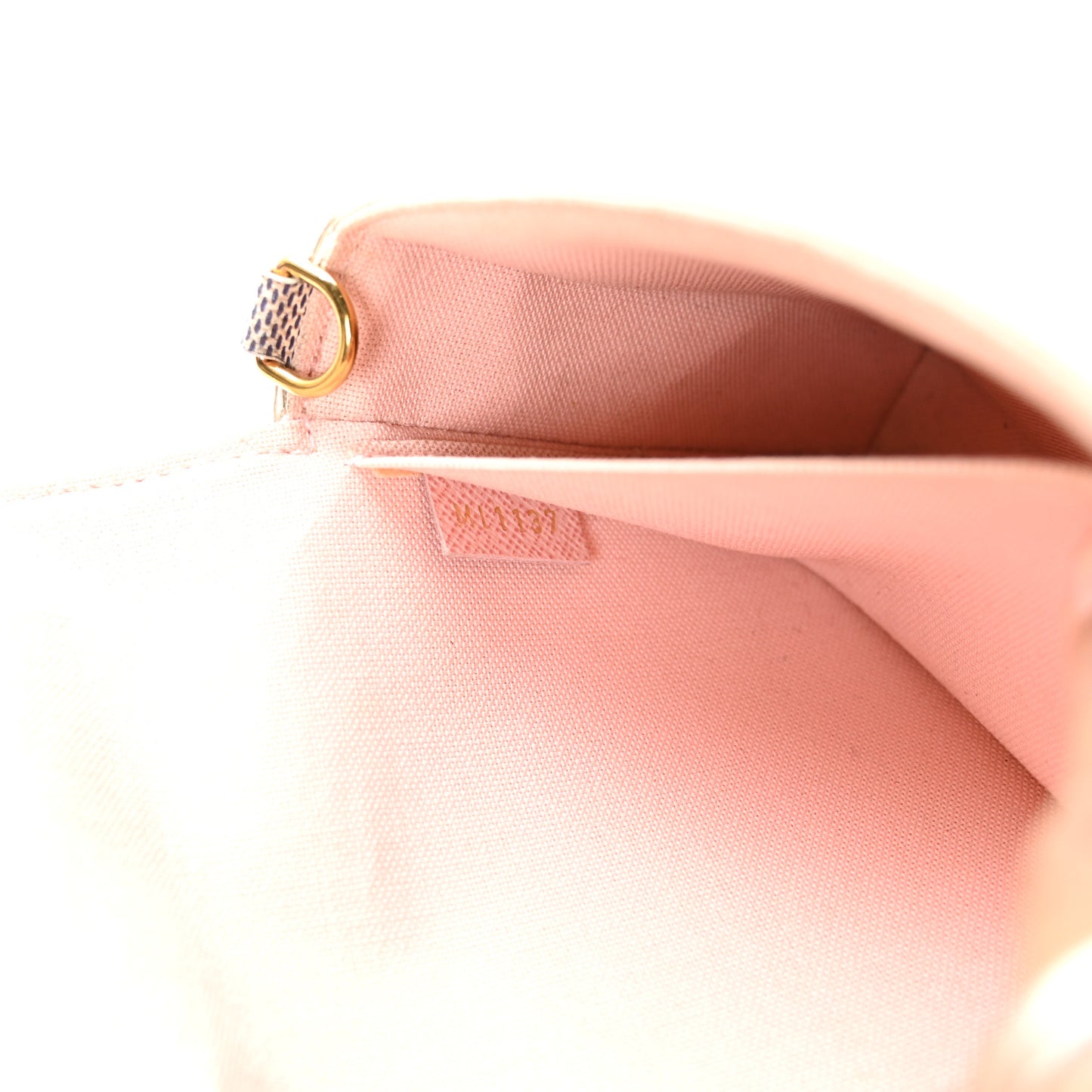 Damier Azur Pochette Felicie Chain Wallet Rose Ballerine