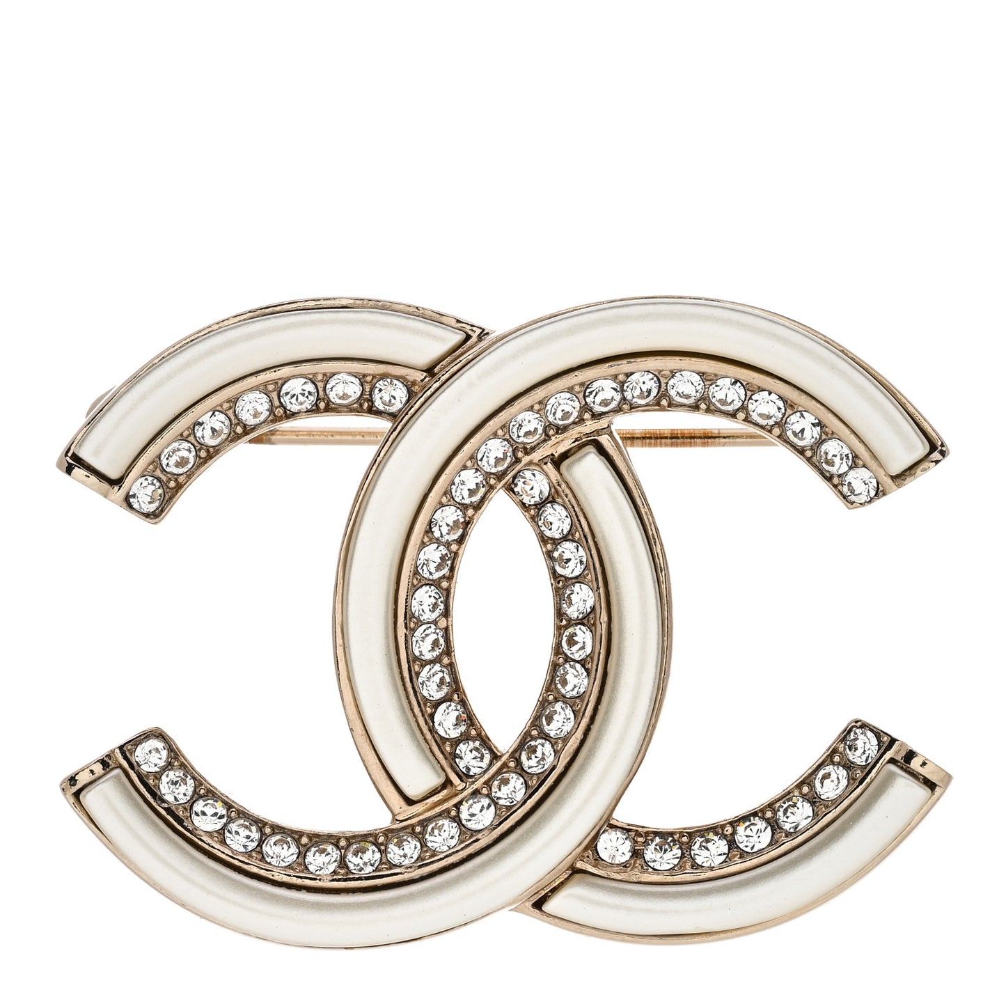 Resin Crystal CC Brooch Gold