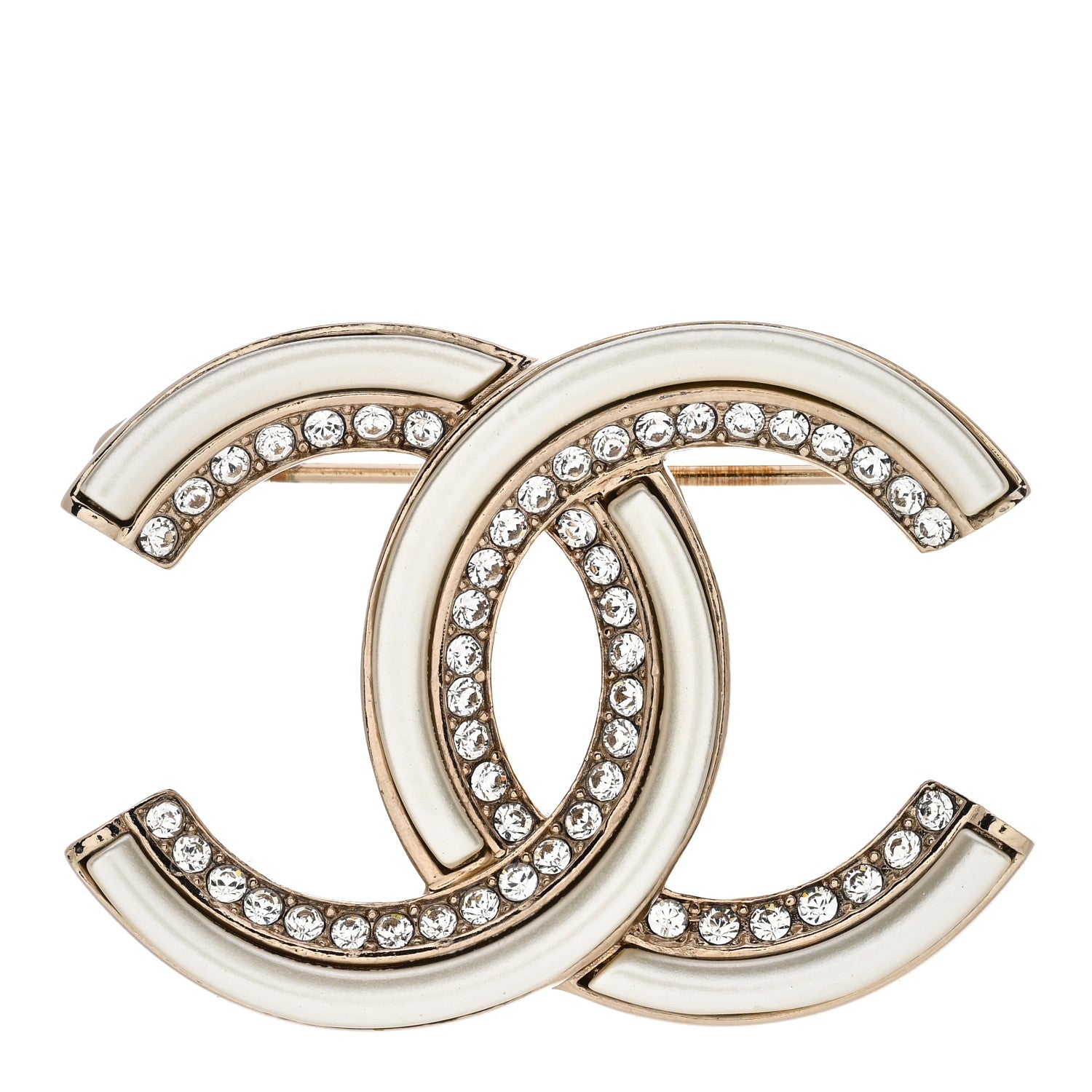 Chanel Resin Crystal CC Brooch Gold 1 of 5