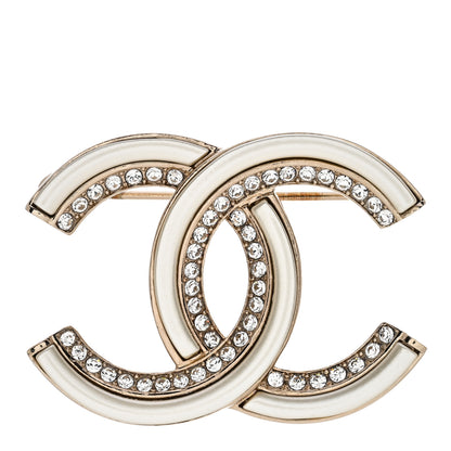 Chanel Resin Crystal CC Brooch Gold 1 of 5