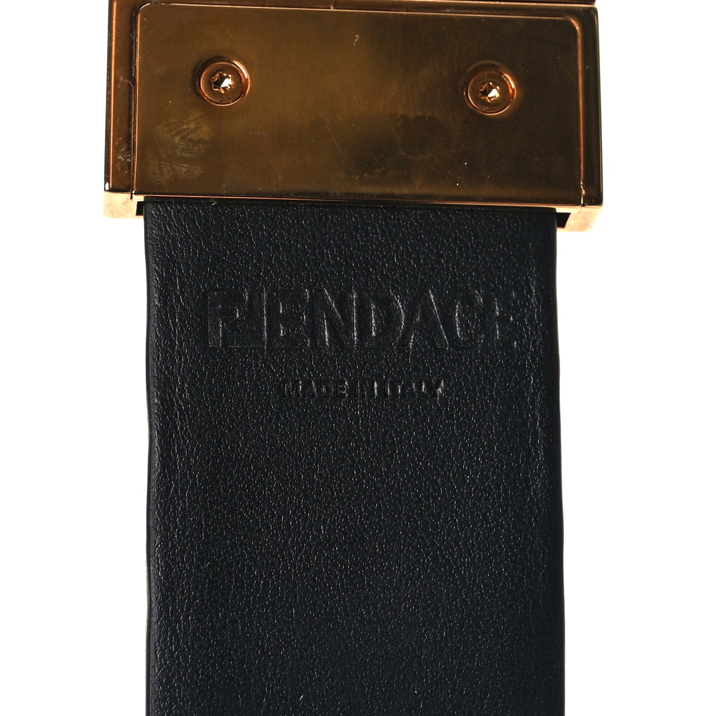 X VERSACE Vitello Seta Nappa Fendace FF Baroque Belt 85/34 Tobacco Black Gold
