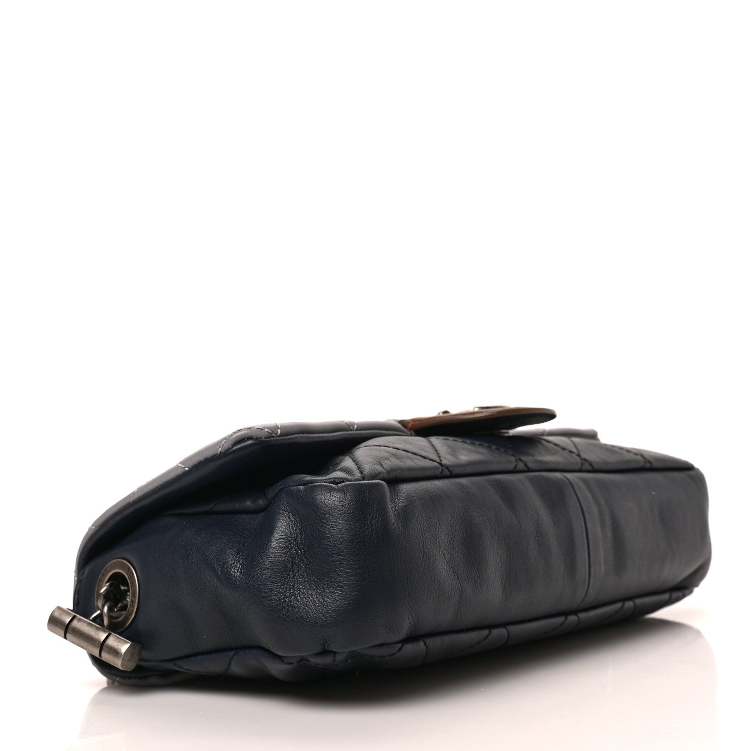 Chanel Iridescent Calfskin Tri-Color Country Chic Flap Navy Blue 4 of 10