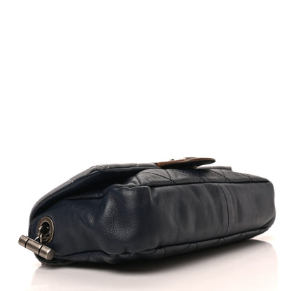 Chanel Iridescent Calfskin Tri-Color Country Chic Flap Navy Blue 4 of 10
