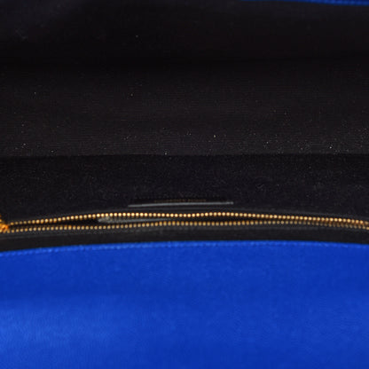 Saint Laurent Grain De Poudre Matelasse Chevron Large Monogram Satchel Blue Majorelle 4 of 4