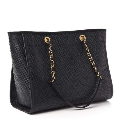 Chanel Woven Straw Raffia Small Deauville Tote Black 3 of 10
