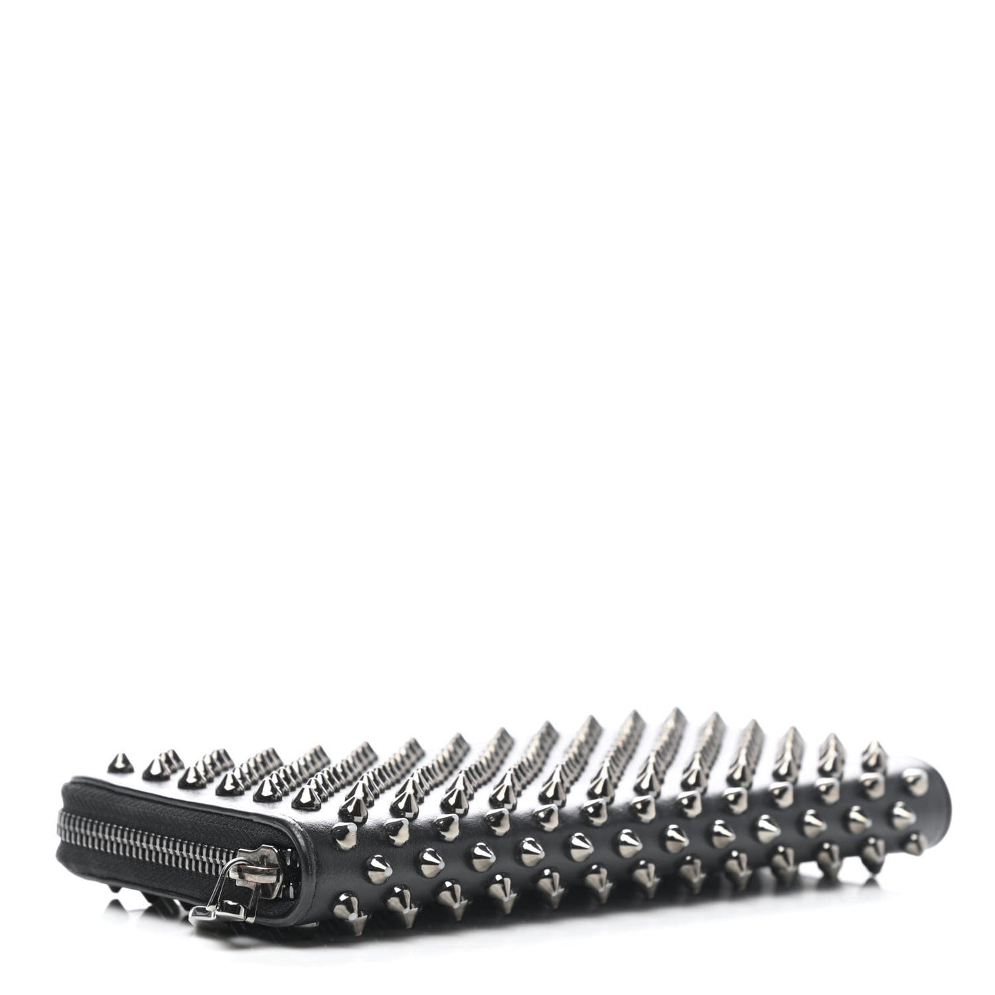 Calfskin Panettone Spiked Zip Around Wallet Black