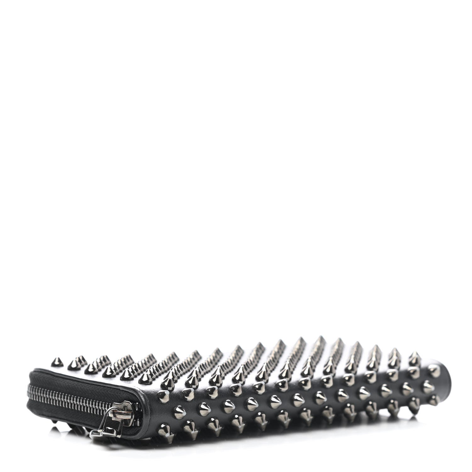 Christian Louboutin Calfskin Panettone Spiked Zip Around Wallet Black 4 of 8
