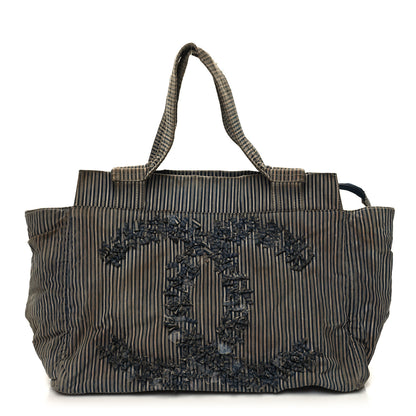 Chanel Canvas Sequin Stripe CC Tote Blue 1 of 16