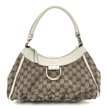 Gucci Monogram Medium D Gold Ring Hobo White 1 of 11