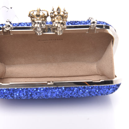 Alexander McQueen PVC Glitter Queen and King Skull Box Chain Clutch North Blue 5 of 10