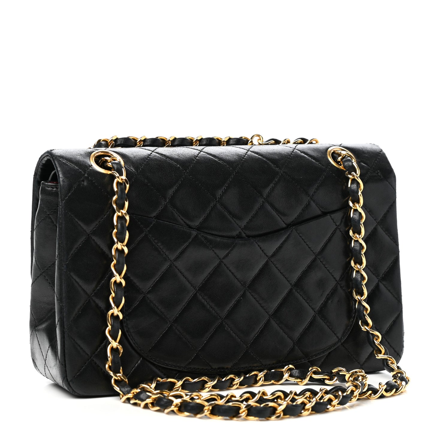 Lambskin Quilted Small Double Flap Black