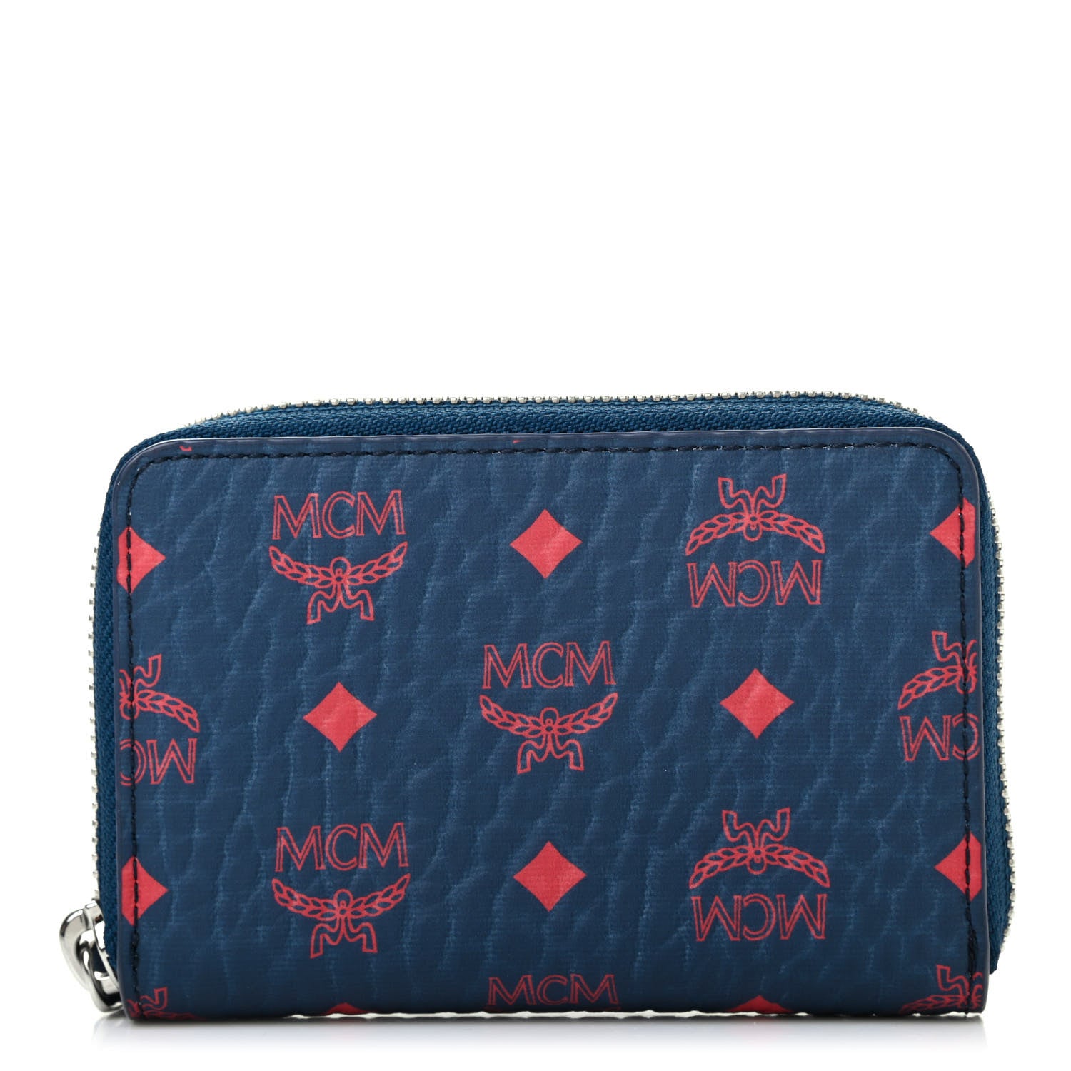 MCM Visetos Mini Zip Around Wallet Blue Red 1 of 7
