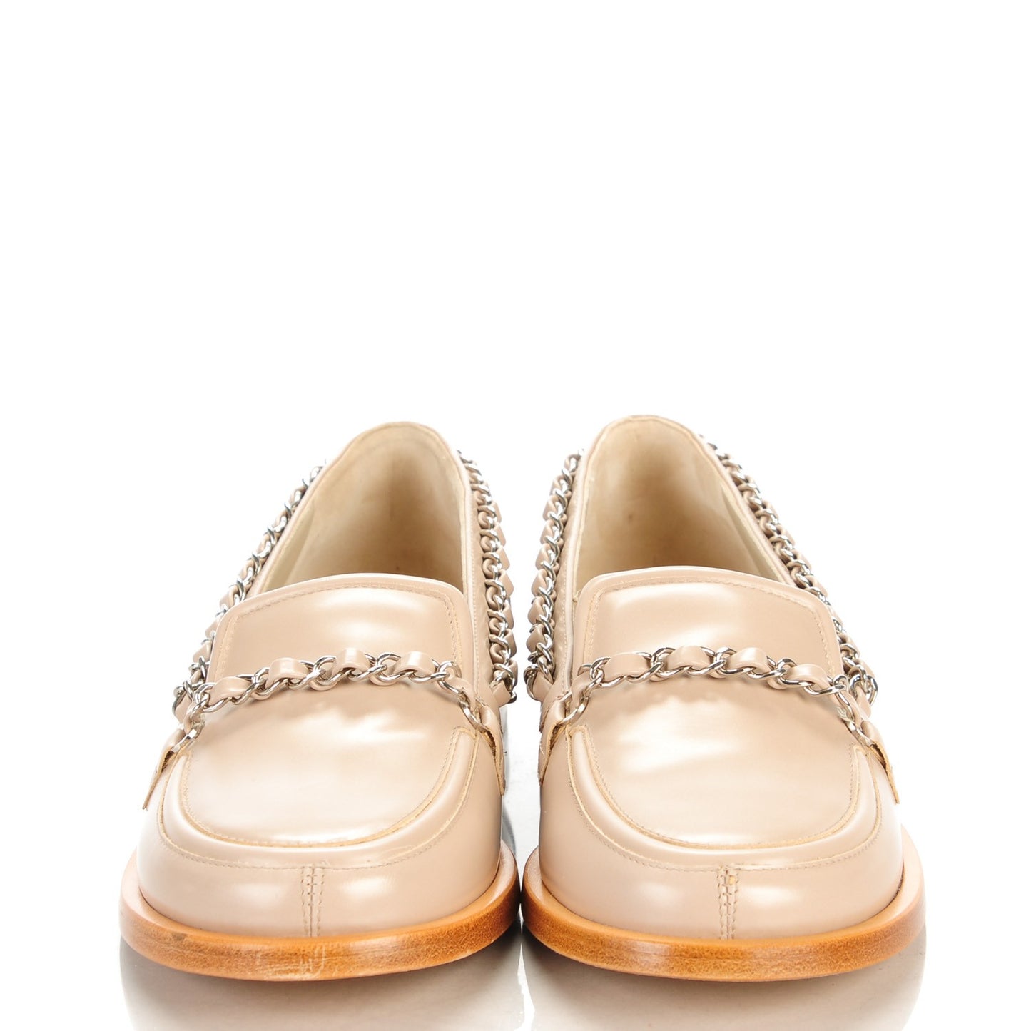 Calfskin Chain Loafers 35 Beige
