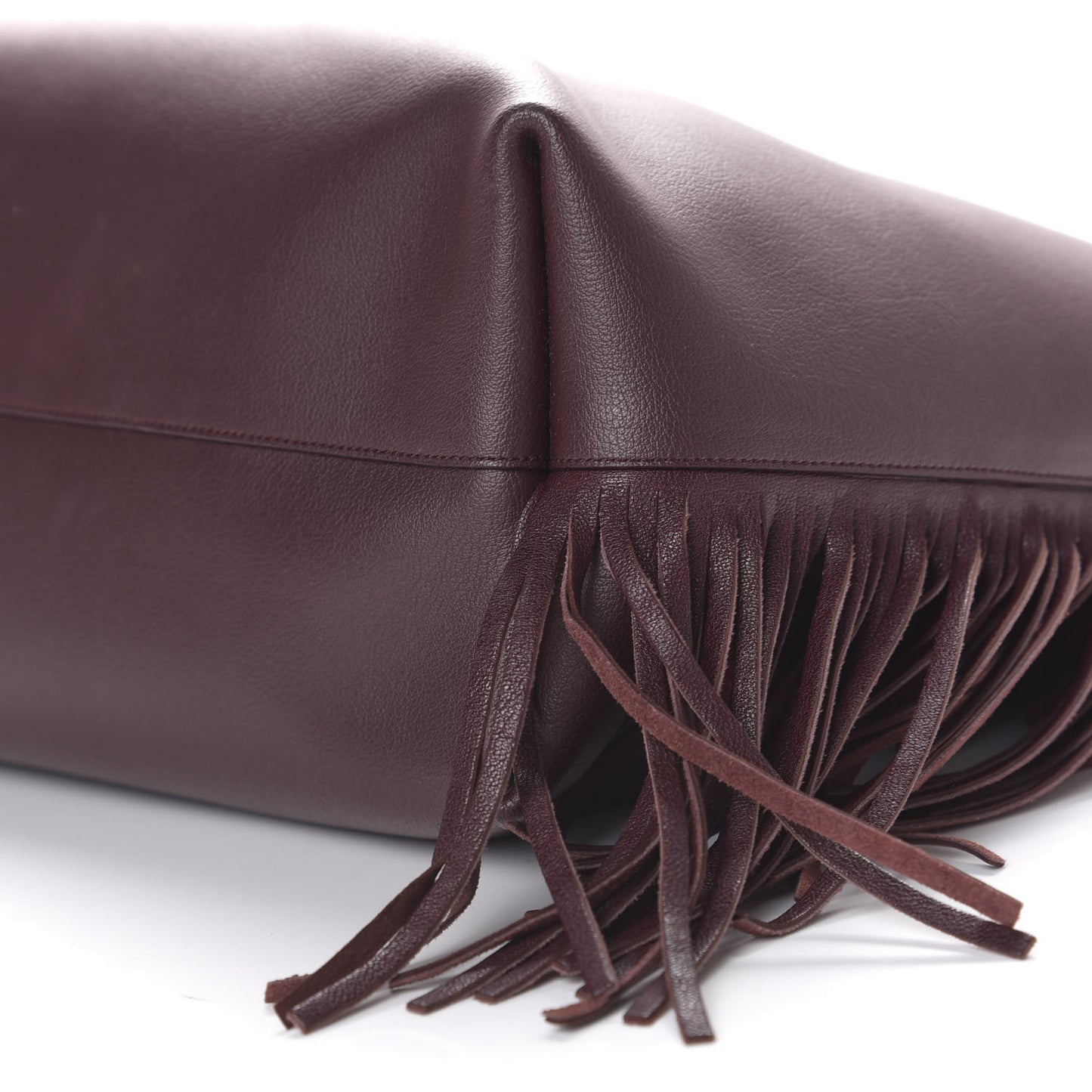 Calfskin Large Fringe Shopping Tote Amaranto
