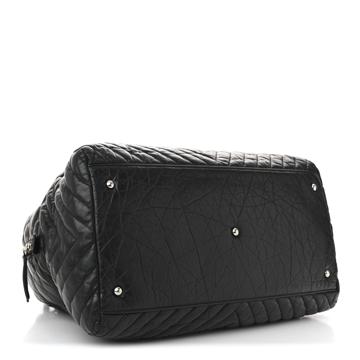 Chanel Aged Calfskin Chevron Large Soft Bowling Bag Black 6 of 19