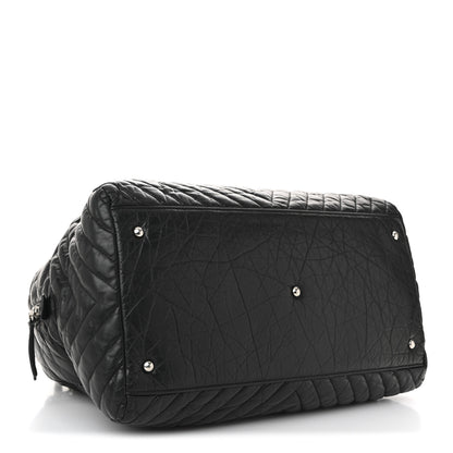 Chanel Aged Calfskin Chevron Large Soft Bowling Bag Black 6 of 19